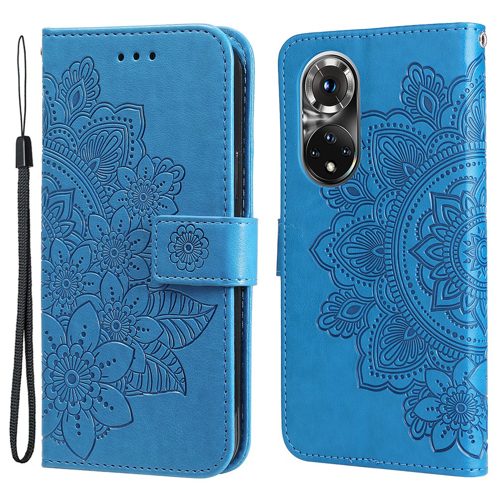 For Huawei nova 9 Pro/Honor 50 Pro Wallet Style Full Coverage Case Flower Imprinting Magnetic Closing Leather Phone Shell with Stand