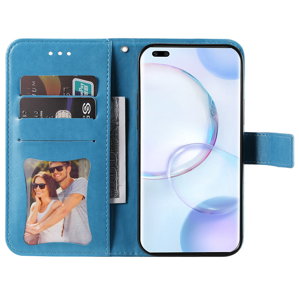 For Huawei nova 9 Pro/Honor 50 Pro Wallet Style Full Coverage Case Flower Imprinting Magnetic Closing Leather Phone Shell with Stand