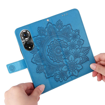 For Huawei nova 9 Pro/Honor 50 Pro Wallet Style Full Coverage Case Flower Imprinting Magnetic Closing Leather Phone Shell with Stand