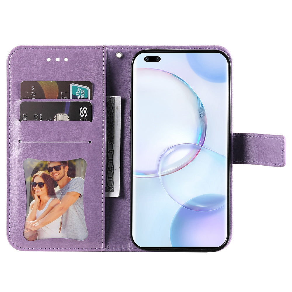 For Huawei nova 9 Pro/Honor 50 Pro Wallet Style Full Coverage Case Flower Imprinting Magnetic Closing Leather Phone Shell with Stand
