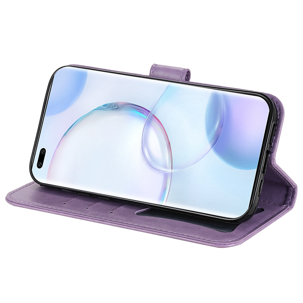 For Huawei nova 9 Pro/Honor 50 Pro Wallet Style Full Coverage Case Flower Imprinting Magnetic Closing Leather Phone Shell with Stand