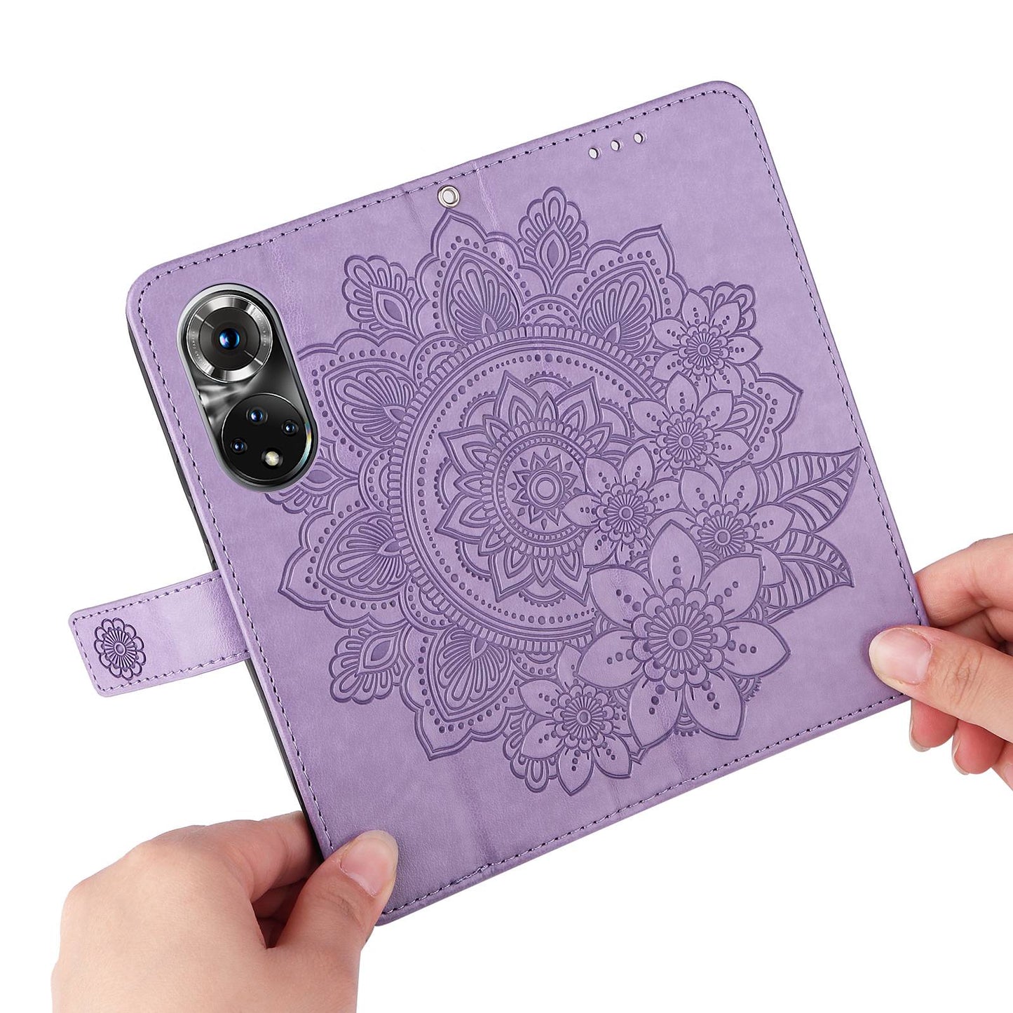 For Huawei nova 9 Pro/Honor 50 Pro Wallet Style Full Coverage Case Flower Imprinting Magnetic Closing Leather Phone Shell with Stand