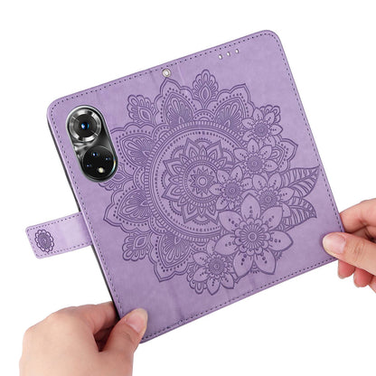 For Huawei nova 9 Pro/Honor 50 Pro Wallet Style Full Coverage Case Flower Imprinting Magnetic Closing Leather Phone Shell with Stand