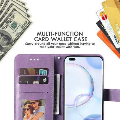 For Huawei nova 9 Pro/Honor 50 Pro Wallet Style Full Coverage Case Flower Imprinting Magnetic Closing Leather Phone Shell with Stand