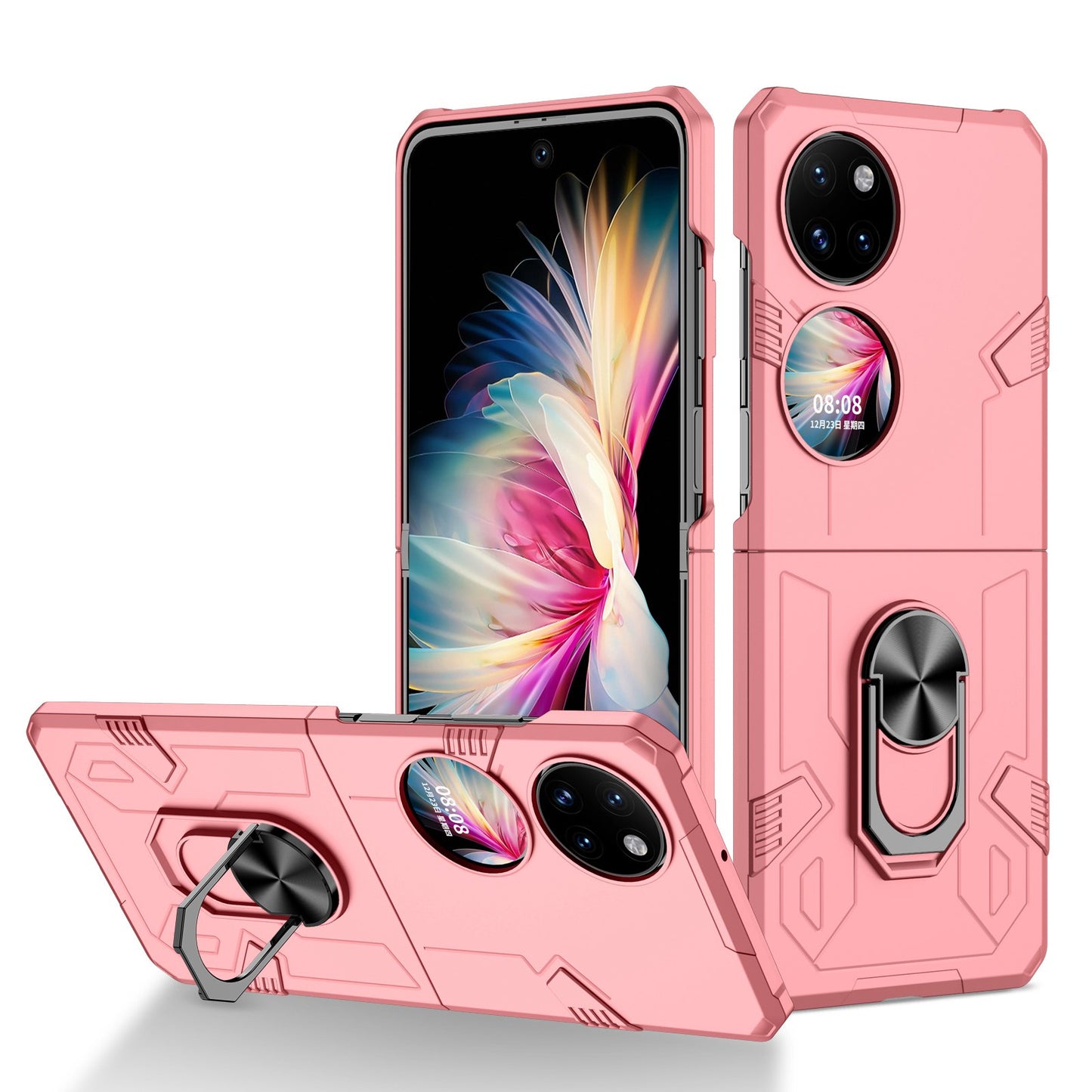 For Huawei P50 Pocket PC+TPU Phone Case Rotating Ring Kickstand Shockproof Anti-fall Cover