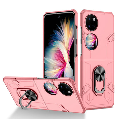 For Huawei P50 Pocket PC+TPU Phone Case Rotating Ring Kickstand Shockproof Anti-fall Cover