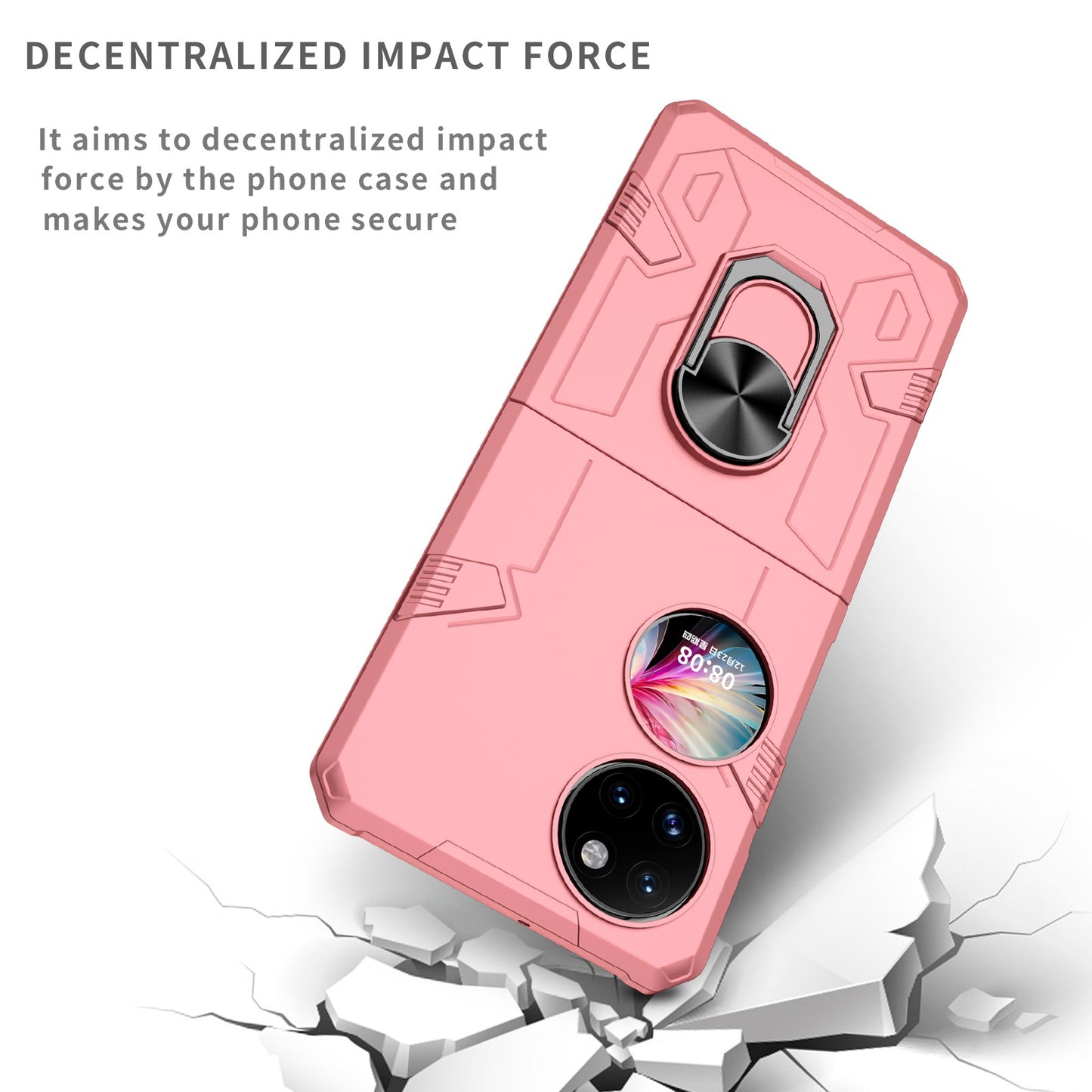 For Huawei P50 Pocket PC+TPU Phone Case Rotating Ring Kickstand Shockproof Anti-fall Cover