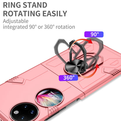 For Huawei P50 Pocket PC+TPU Phone Case Rotating Ring Kickstand Shockproof Anti-fall Cover