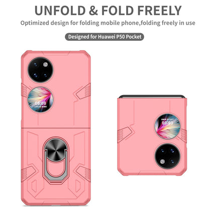 For Huawei P50 Pocket PC+TPU Phone Case Rotating Ring Kickstand Shockproof Anti-fall Cover
