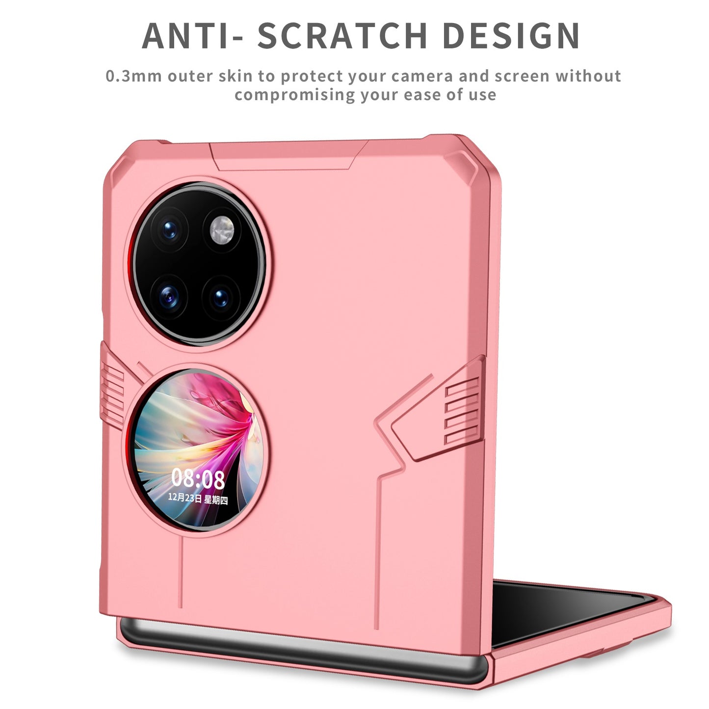For Huawei P50 Pocket PC+TPU Phone Case Rotating Ring Kickstand Shockproof Anti-fall Cover