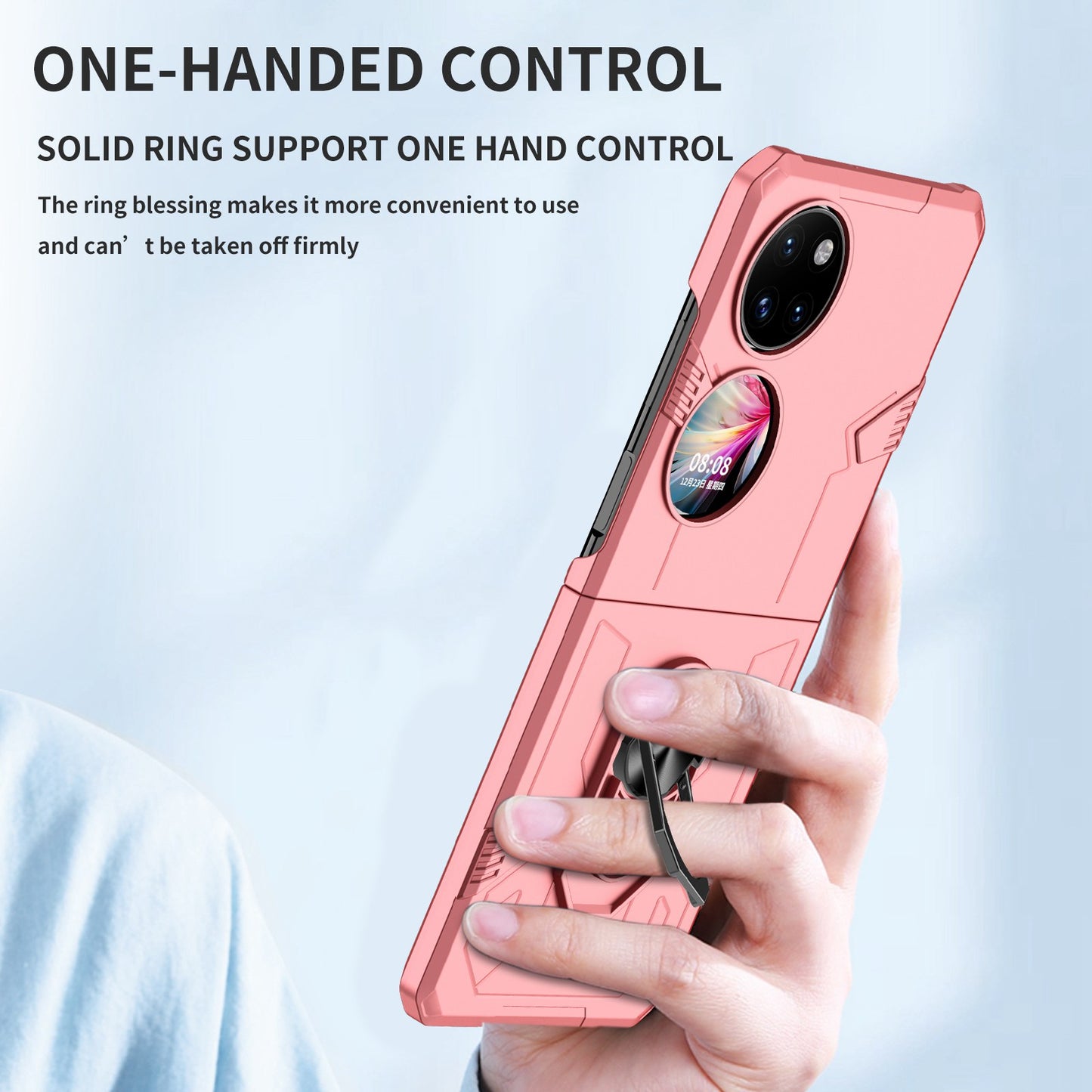 For Huawei P50 Pocket PC+TPU Phone Case Rotating Ring Kickstand Shockproof Anti-fall Cover