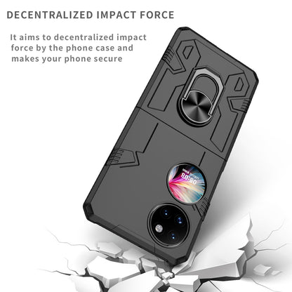 For Huawei P50 Pocket PC+TPU Phone Case Rotating Ring Kickstand Shockproof Anti-fall Cover