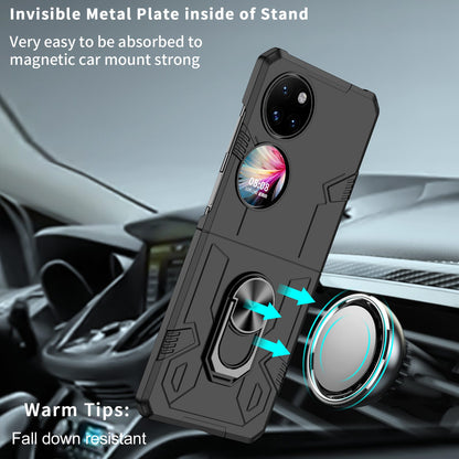 For Huawei P50 Pocket PC+TPU Phone Case Rotating Ring Kickstand Shockproof Anti-fall Cover