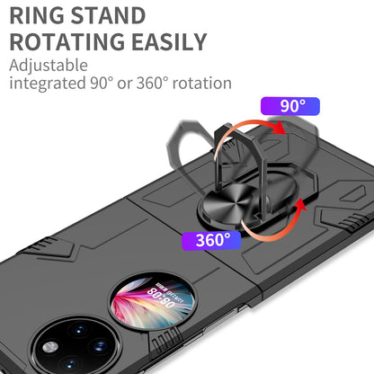 For Huawei P50 Pocket PC+TPU Phone Case Rotating Ring Kickstand Shockproof Anti-fall Cover