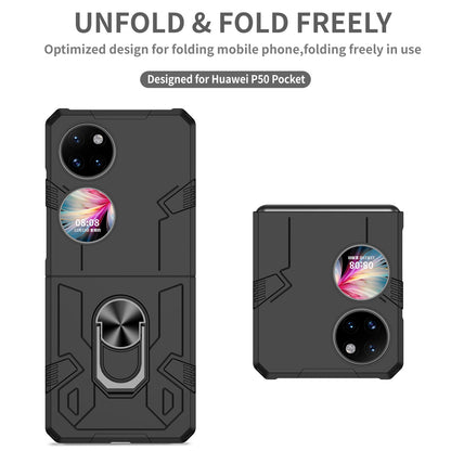 For Huawei P50 Pocket PC+TPU Phone Case Rotating Ring Kickstand Shockproof Anti-fall Cover