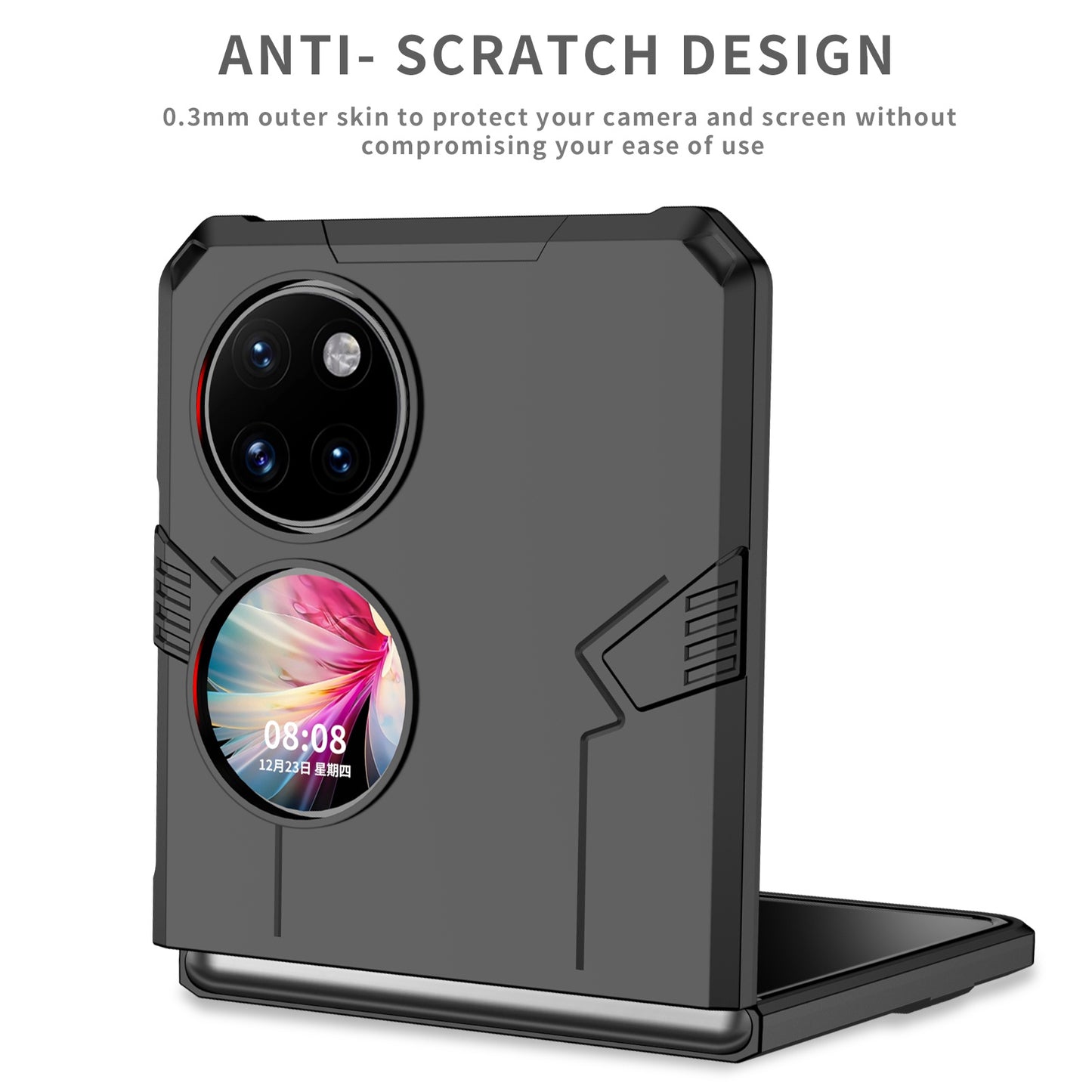 For Huawei P50 Pocket PC+TPU Phone Case Rotating Ring Kickstand Shockproof Anti-fall Cover