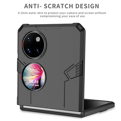 For Huawei P50 Pocket PC+TPU Phone Case Rotating Ring Kickstand Shockproof Anti-fall Cover