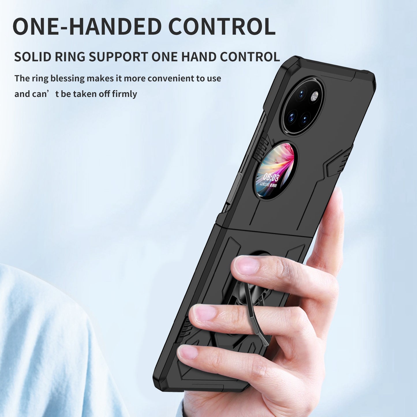 For Huawei P50 Pocket PC+TPU Phone Case Rotating Ring Kickstand Shockproof Anti-fall Cover
