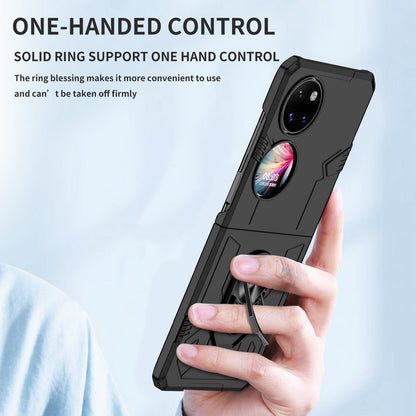 For Huawei P50 Pocket PC+TPU Phone Case Rotating Ring Kickstand Shockproof Anti-fall Cover