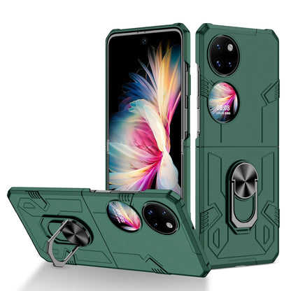 For Huawei P50 Pocket PC+TPU Phone Case Rotating Ring Kickstand Shockproof Anti-fall Cover