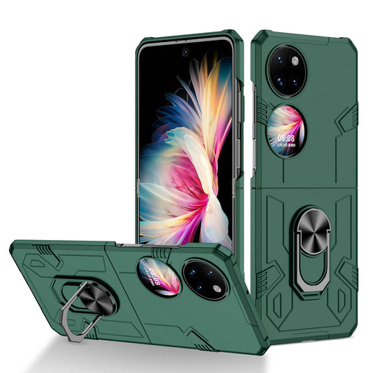 For Huawei P50 Pocket PC+TPU Phone Case Rotating Ring Kickstand Shockproof Anti-fall Cover