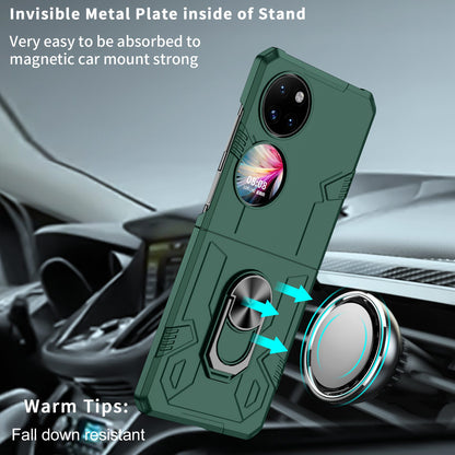 For Huawei P50 Pocket PC+TPU Phone Case Rotating Ring Kickstand Shockproof Anti-fall Cover