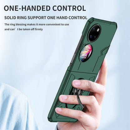 For Huawei P50 Pocket PC+TPU Phone Case Rotating Ring Kickstand Shockproof Anti-fall Cover