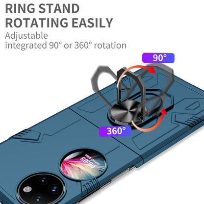 For Huawei P50 Pocket PC+TPU Phone Case Rotating Ring Kickstand Shockproof Anti-fall Cover