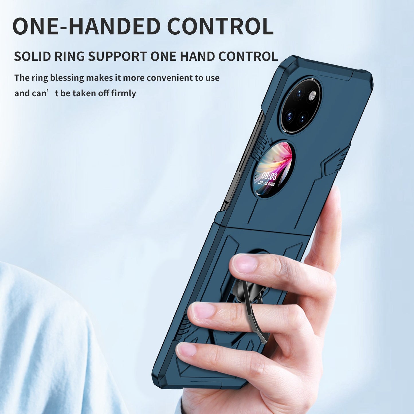 For Huawei P50 Pocket PC+TPU Phone Case Rotating Ring Kickstand Shockproof Anti-fall Cover