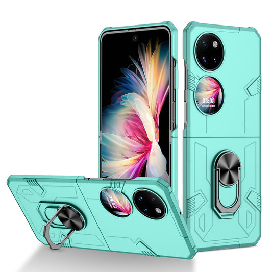 For Huawei P50 Pocket PC+TPU Phone Case Rotating Ring Kickstand Shockproof Anti-fall Cover