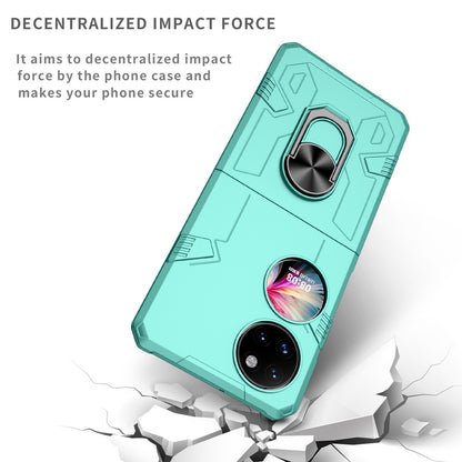 For Huawei P50 Pocket PC+TPU Phone Case Rotating Ring Kickstand Shockproof Anti-fall Cover