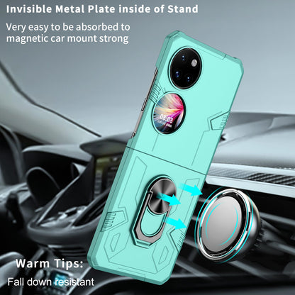 For Huawei P50 Pocket PC+TPU Phone Case Rotating Ring Kickstand Shockproof Anti-fall Cover