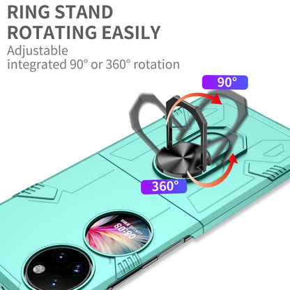 For Huawei P50 Pocket PC+TPU Phone Case Rotating Ring Kickstand Shockproof Anti-fall Cover