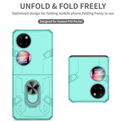 For Huawei P50 Pocket PC+TPU Phone Case Rotating Ring Kickstand Shockproof Anti-fall Cover