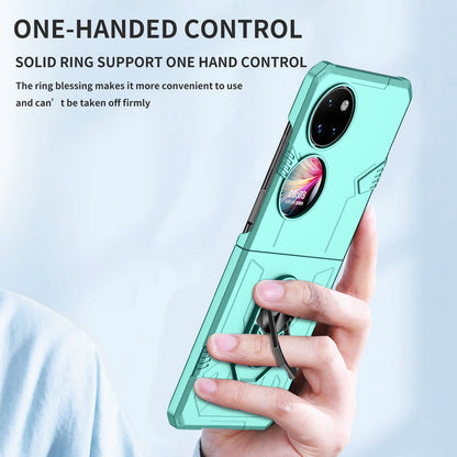 For Huawei P50 Pocket PC+TPU Phone Case Rotating Ring Kickstand Shockproof Anti-fall Cover