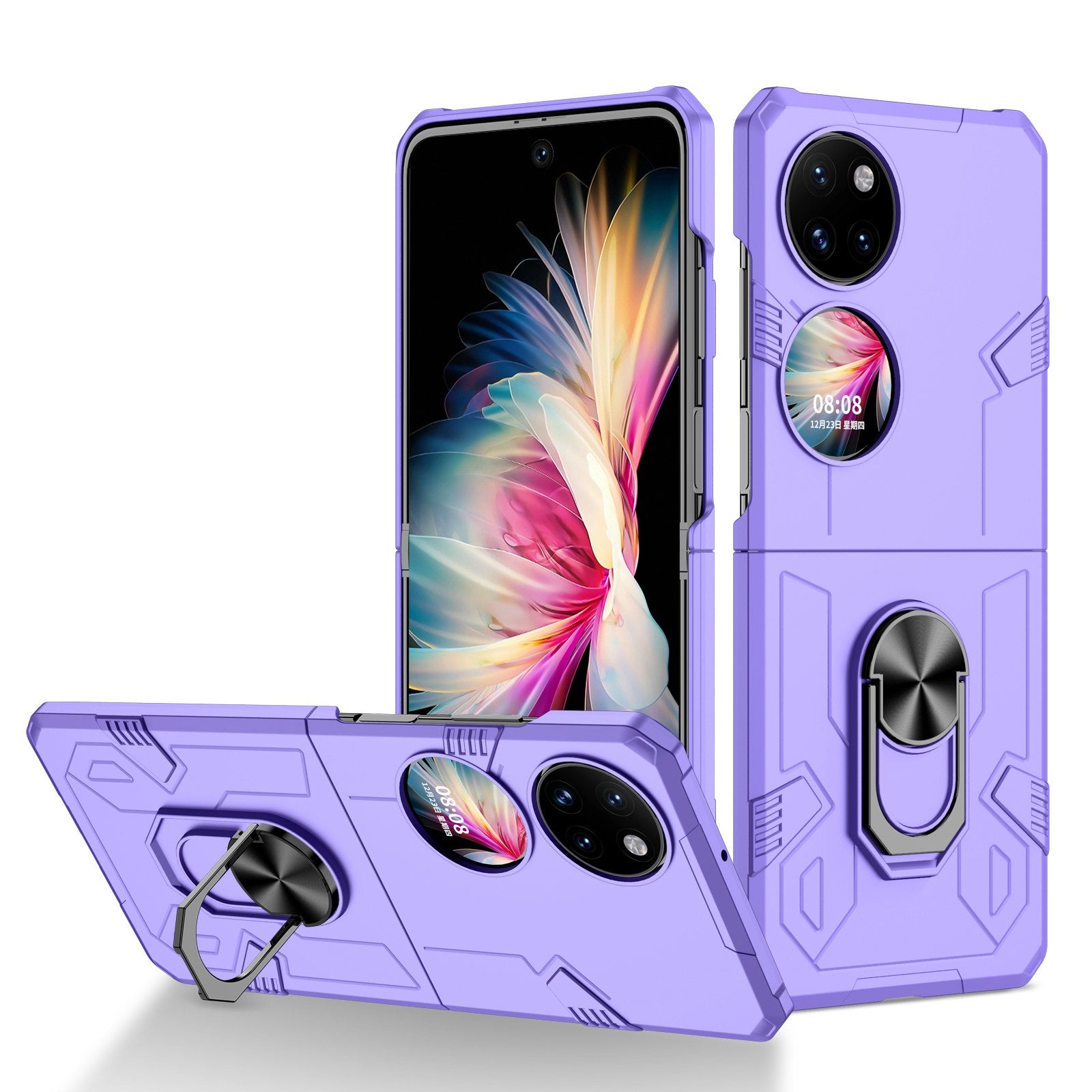 For Huawei P50 Pocket PC+TPU Phone Case Rotating Ring Kickstand Shockproof Anti-fall Cover