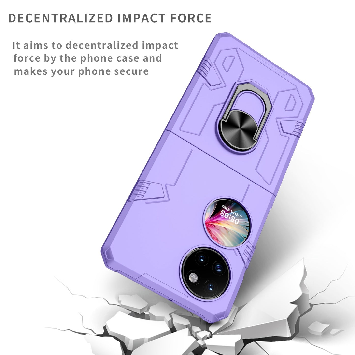For Huawei P50 Pocket PC+TPU Phone Case Rotating Ring Kickstand Shockproof Anti-fall Cover
