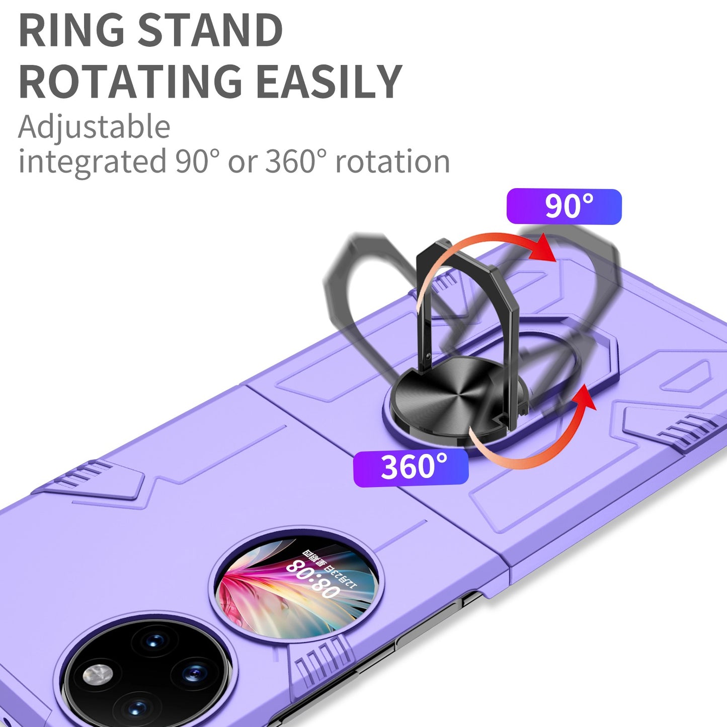 For Huawei P50 Pocket PC+TPU Phone Case Rotating Ring Kickstand Shockproof Anti-fall Cover