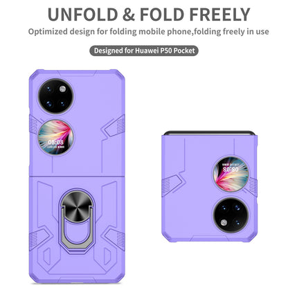 For Huawei P50 Pocket PC+TPU Phone Case Rotating Ring Kickstand Shockproof Anti-fall Cover