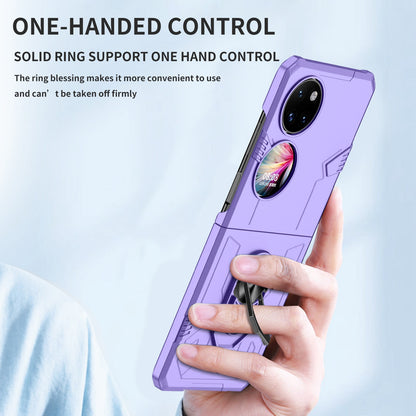For Huawei P50 Pocket PC+TPU Phone Case Rotating Ring Kickstand Shockproof Anti-fall Cover