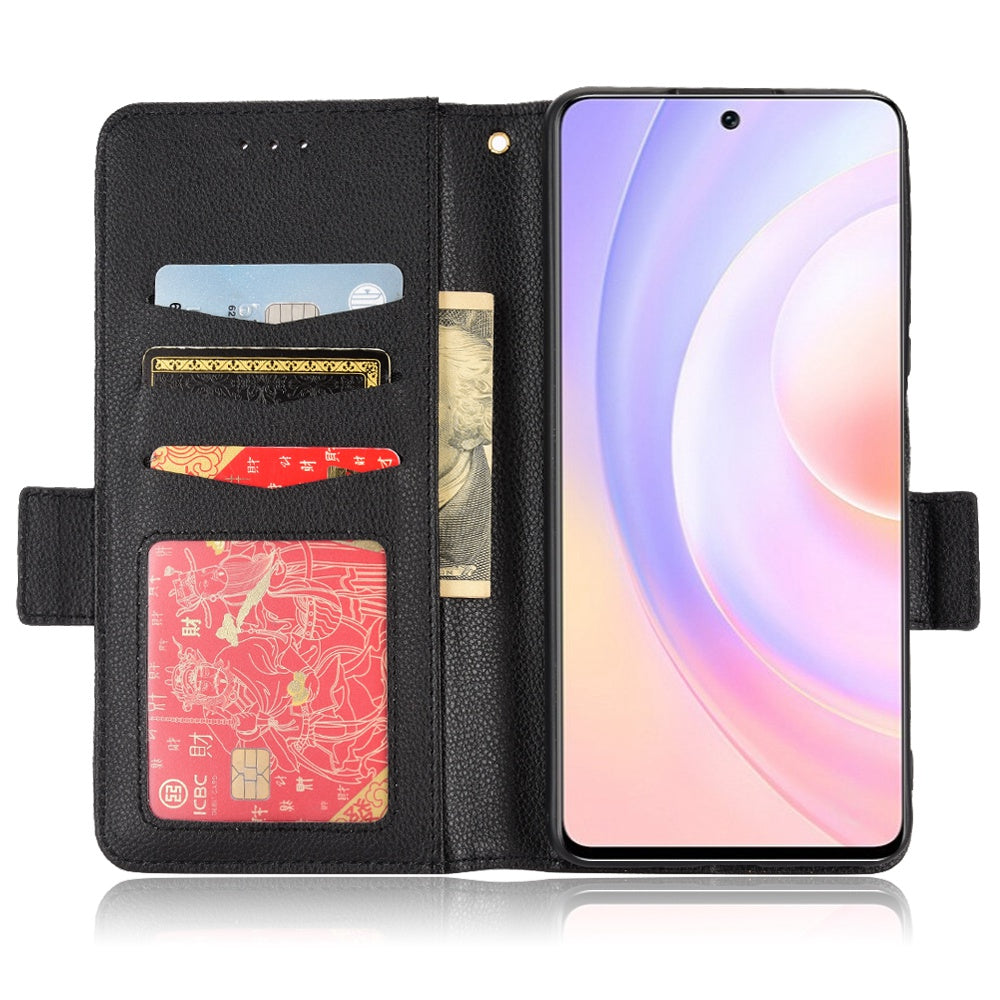 For Huawei nova 9 SE/Honor 50 SE Litchi Texture PU Leather Flip Folio Cover Wallet Design Stand Magnetic Protective Phone Case