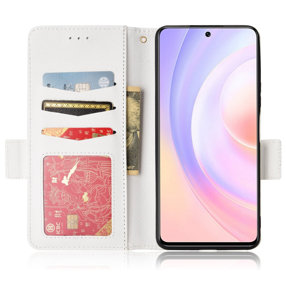 For Huawei nova 9 SE/Honor 50 SE Litchi Texture PU Leather Flip Folio Cover Wallet Design Stand Magnetic Protective Phone Case