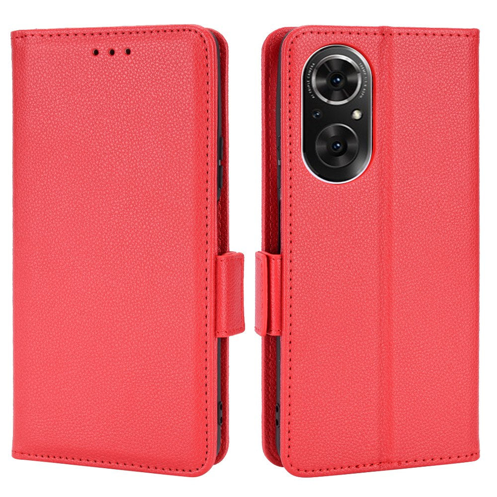 For Huawei nova 9 SE/Honor 50 SE Litchi Texture PU Leather Flip Folio Cover Wallet Design Stand Magnetic Protective Phone Case