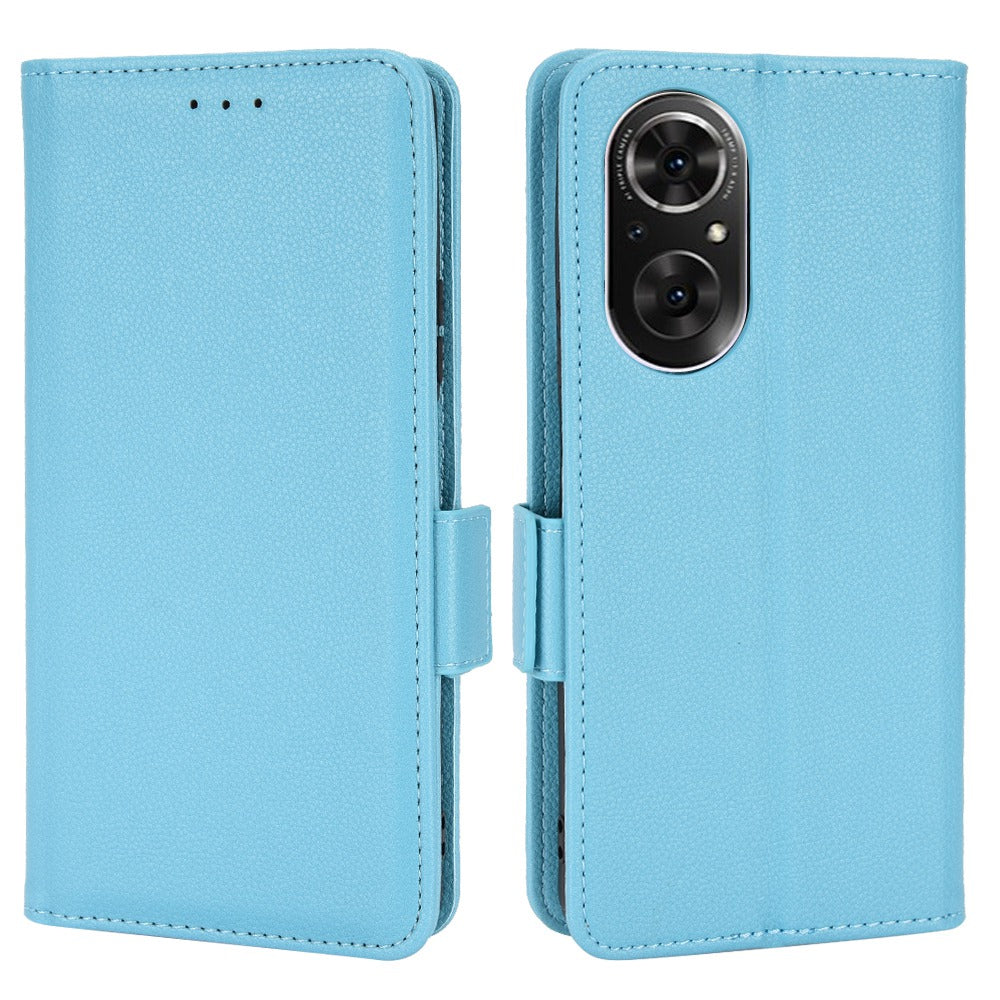 For Huawei nova 9 SE/Honor 50 SE Litchi Texture PU Leather Flip Folio Cover Wallet Design Stand Magnetic Protective Phone Case