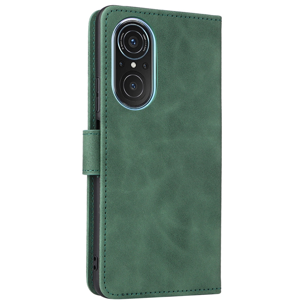 Skin-touch Feeling Phone Case for Huawei nova 9 SE, Anti-scratch PU Leather + TPU Stand Wallet Shell