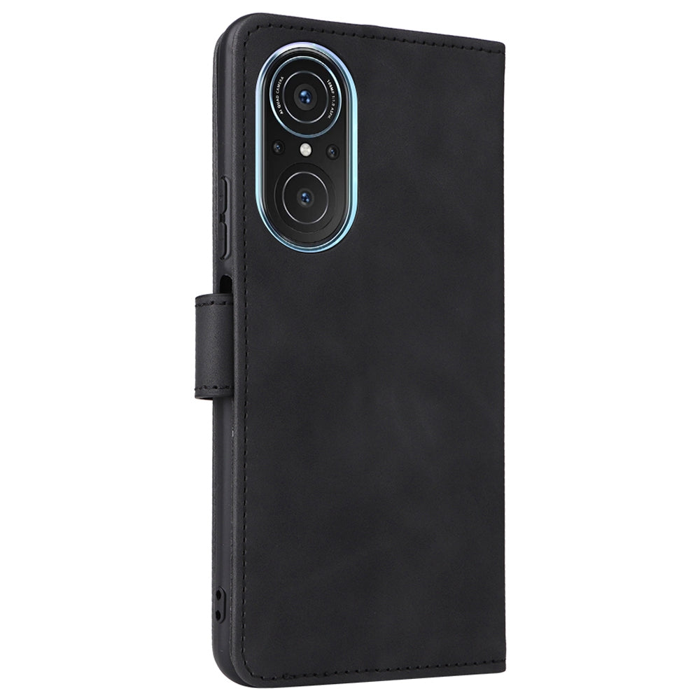 Skin-touch Feeling Phone Case for Huawei nova 9 SE, Anti-scratch PU Leather + TPU Stand Wallet Shell