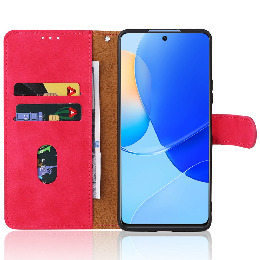 Skin-touch Feeling Phone Case for Huawei nova 9 SE, Anti-scratch PU Leather + TPU Stand Wallet Shell
