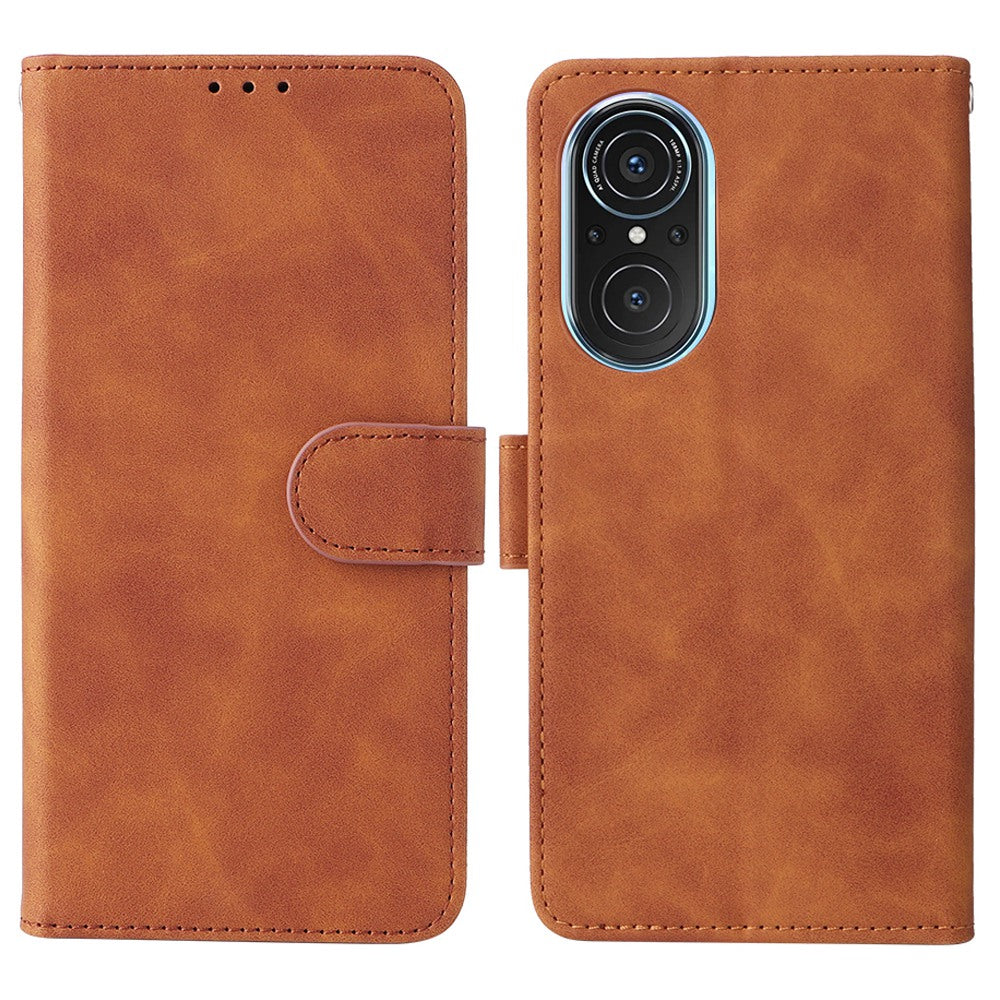 Skin-touch Feeling Phone Case for Huawei nova 9 SE, Anti-scratch PU Leather + TPU Stand Wallet Shell