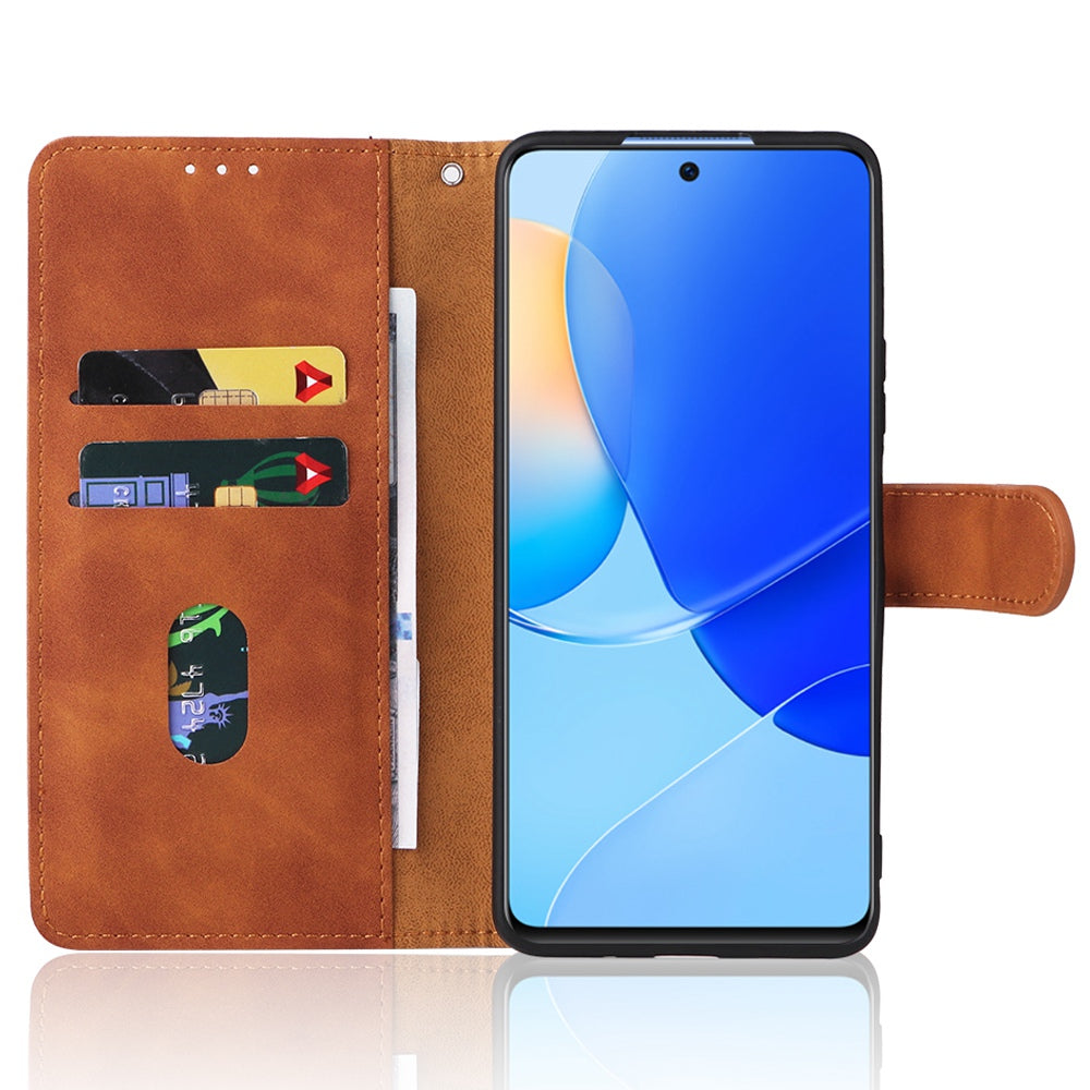 Skin-touch Feeling Phone Case for Huawei nova 9 SE, Anti-scratch PU Leather + TPU Stand Wallet Shell