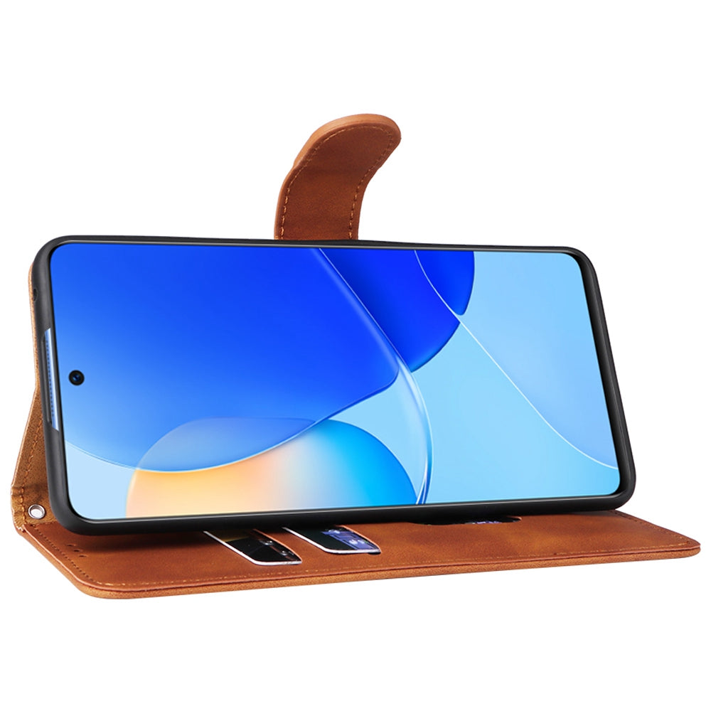 Skin-touch Feeling Phone Case for Huawei nova 9 SE, Anti-scratch PU Leather + TPU Stand Wallet Shell